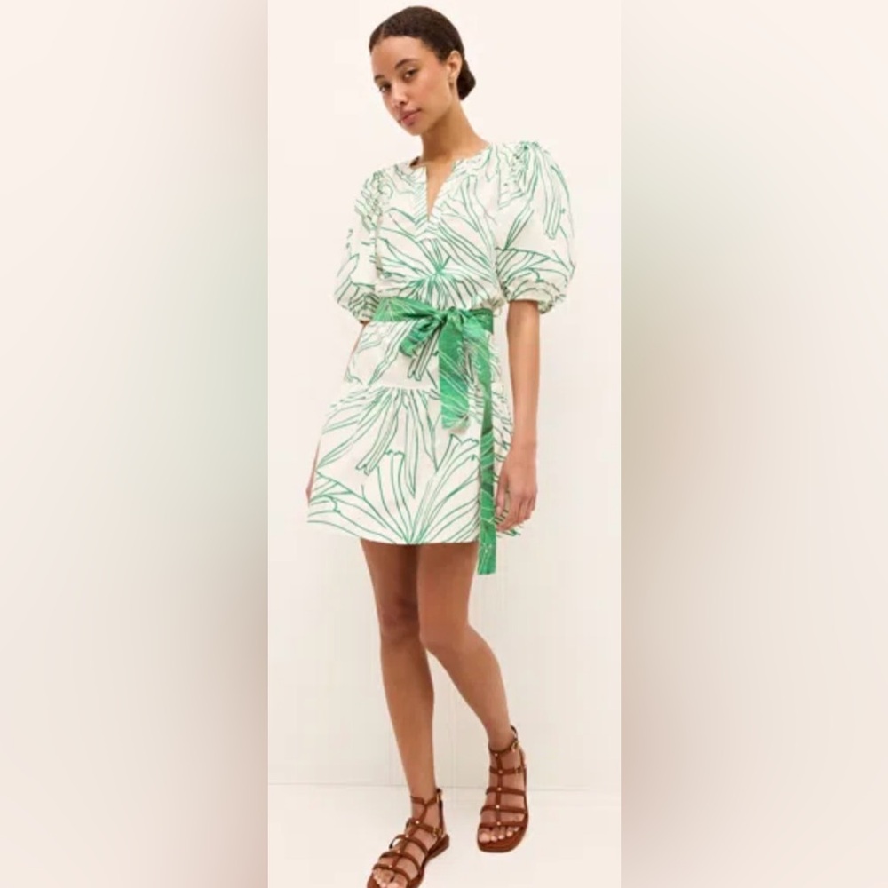 Marie Oliver Clara Dress in green and white